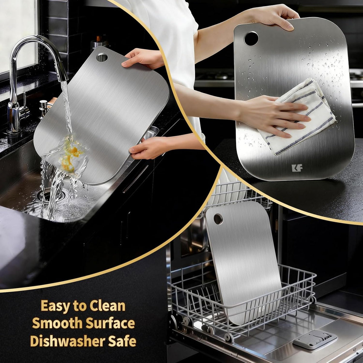 KickFry 13" x 9" Stainless Steel Cutting Boards Chopping Board for Kitchen