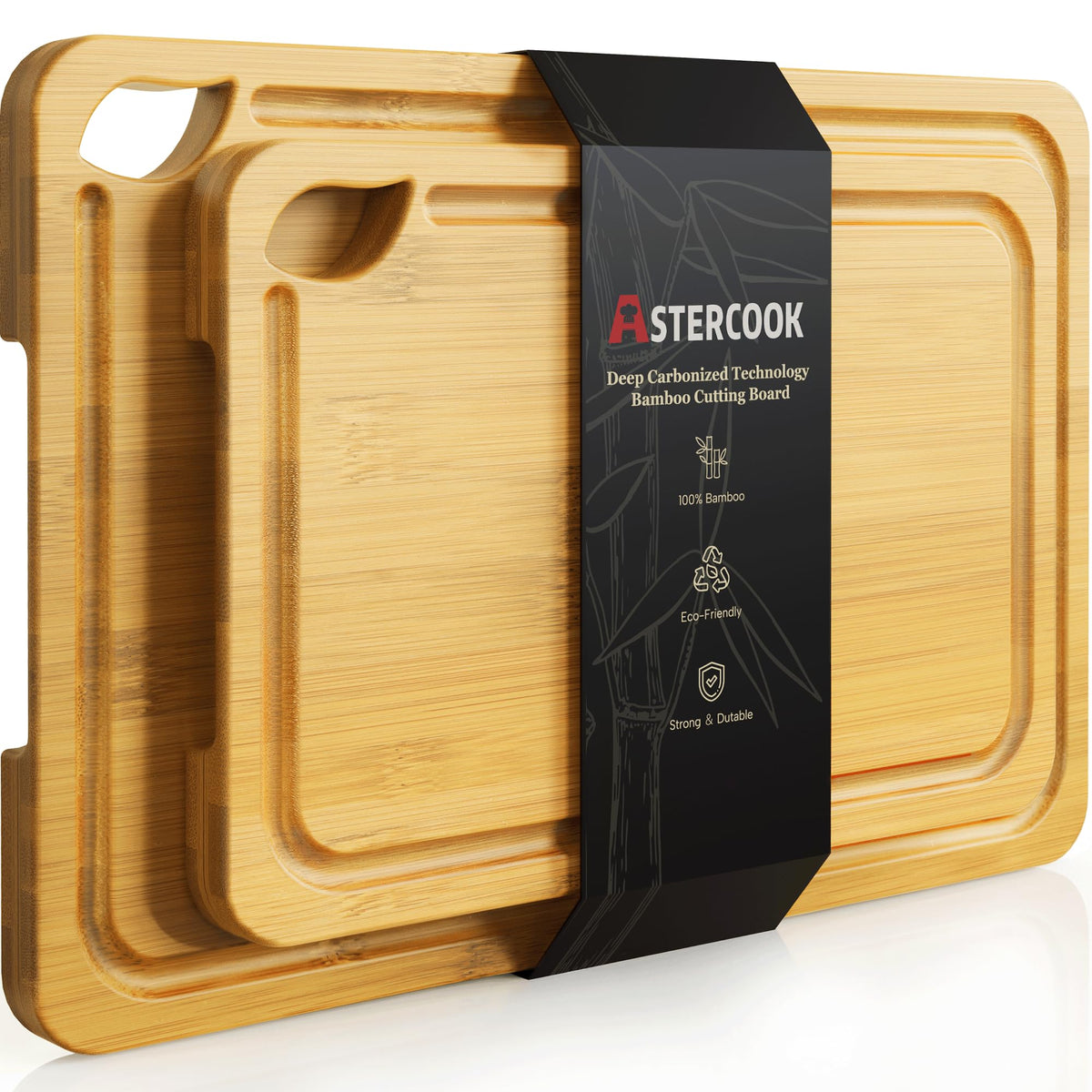 Astercook Deep-Carbonized Bamboo Cutting Boards for Kitchen