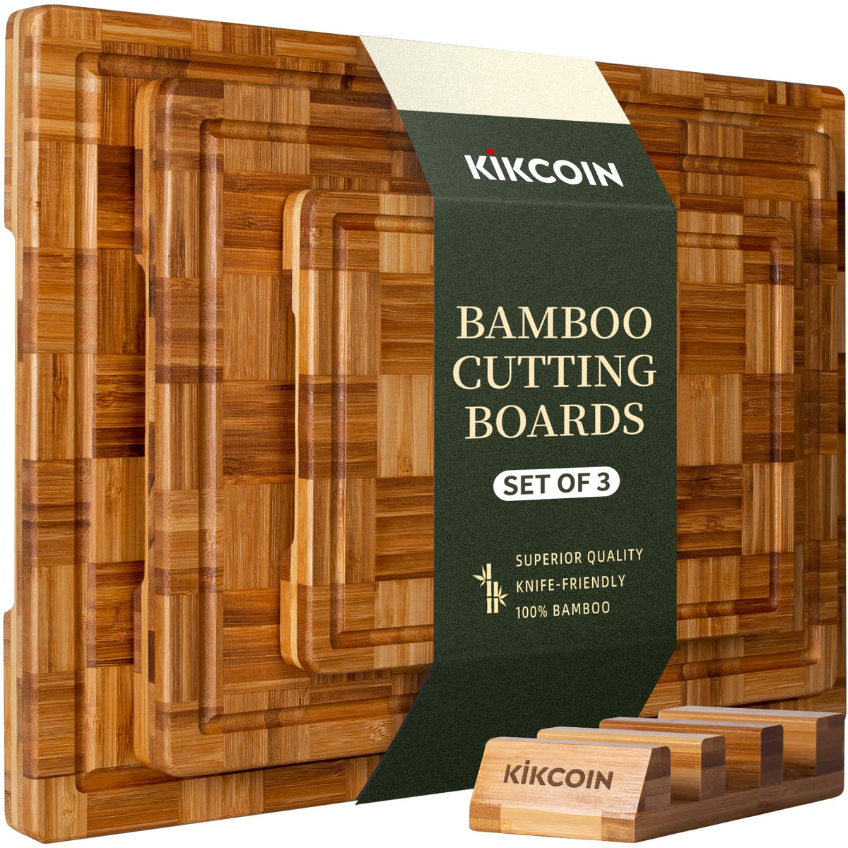 Kikcoin Extra Large Bamboo Cutting Board, Wood Cutting Boards for Kitchen