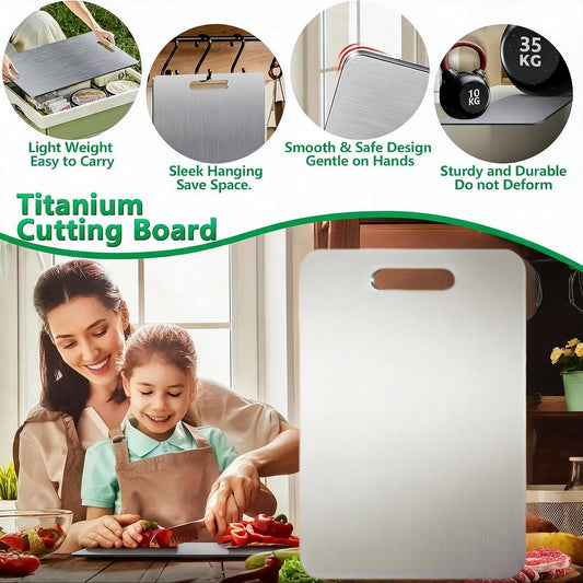 Katori Titanium Cutting Board, 100% Pure Titanium Cutting Boards for Kitchen, Double Sided Non Toxic Cutting Board,Hygiene Durable Chopping Board Suitable for Dishwasher Safe (1PCS,M)