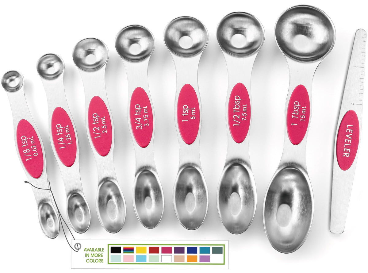 Spring Chef Magnetic Measuring Spoons Set of 8 for Kitchen, Multicolor
