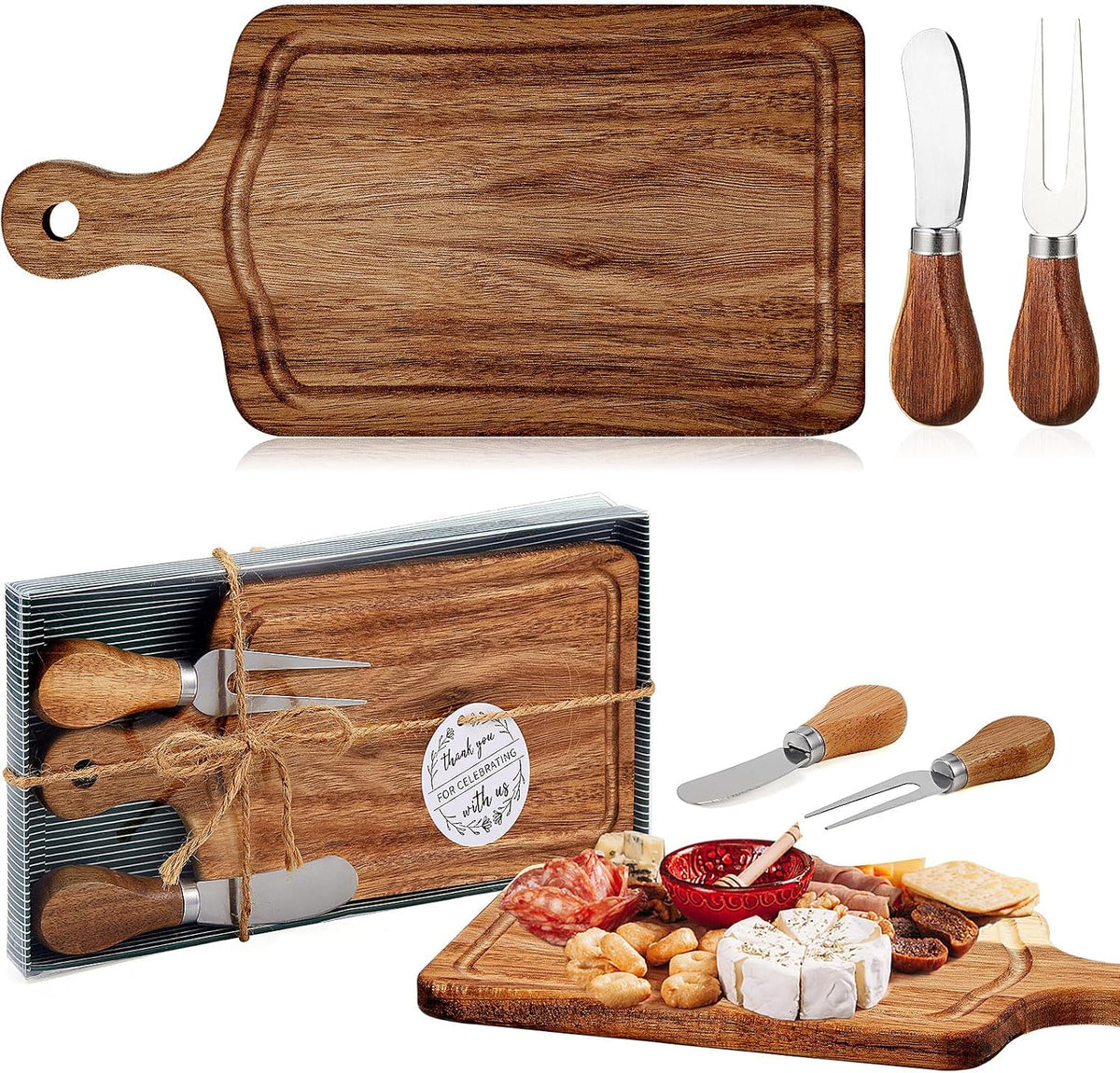 Ziliny 1 Sets Baby Shower Prizes Mini Charcuterie Board, Acacia Wood