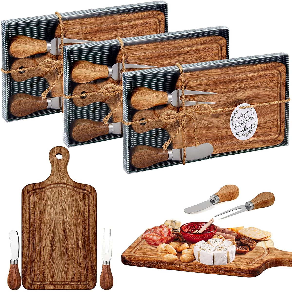 Ziliny 1 Sets Baby Shower Prizes Mini Charcuterie Board, Acacia Wood